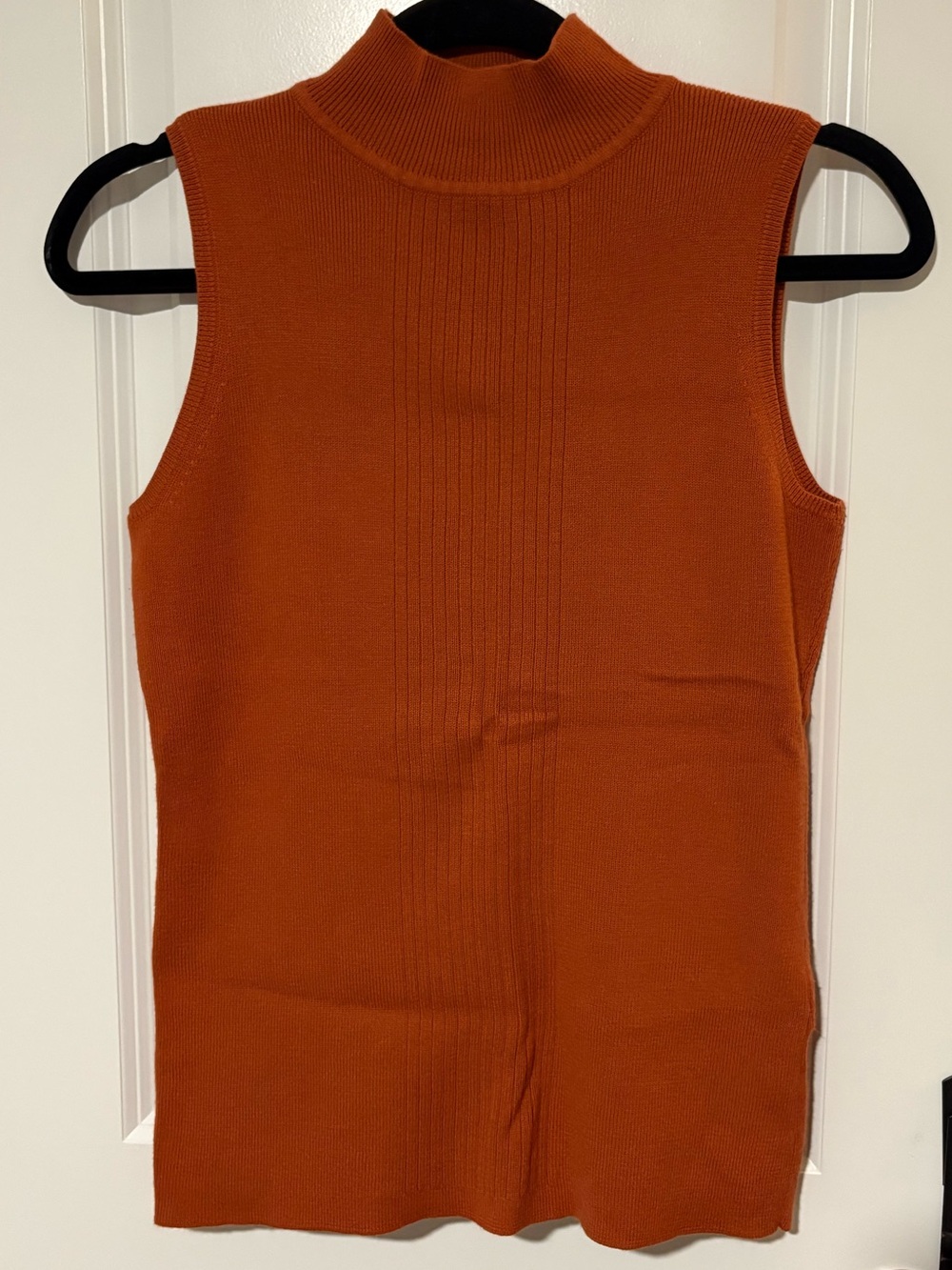 Dressbarn Rust Orange Sleeveless Mock Neck Sweater Size S